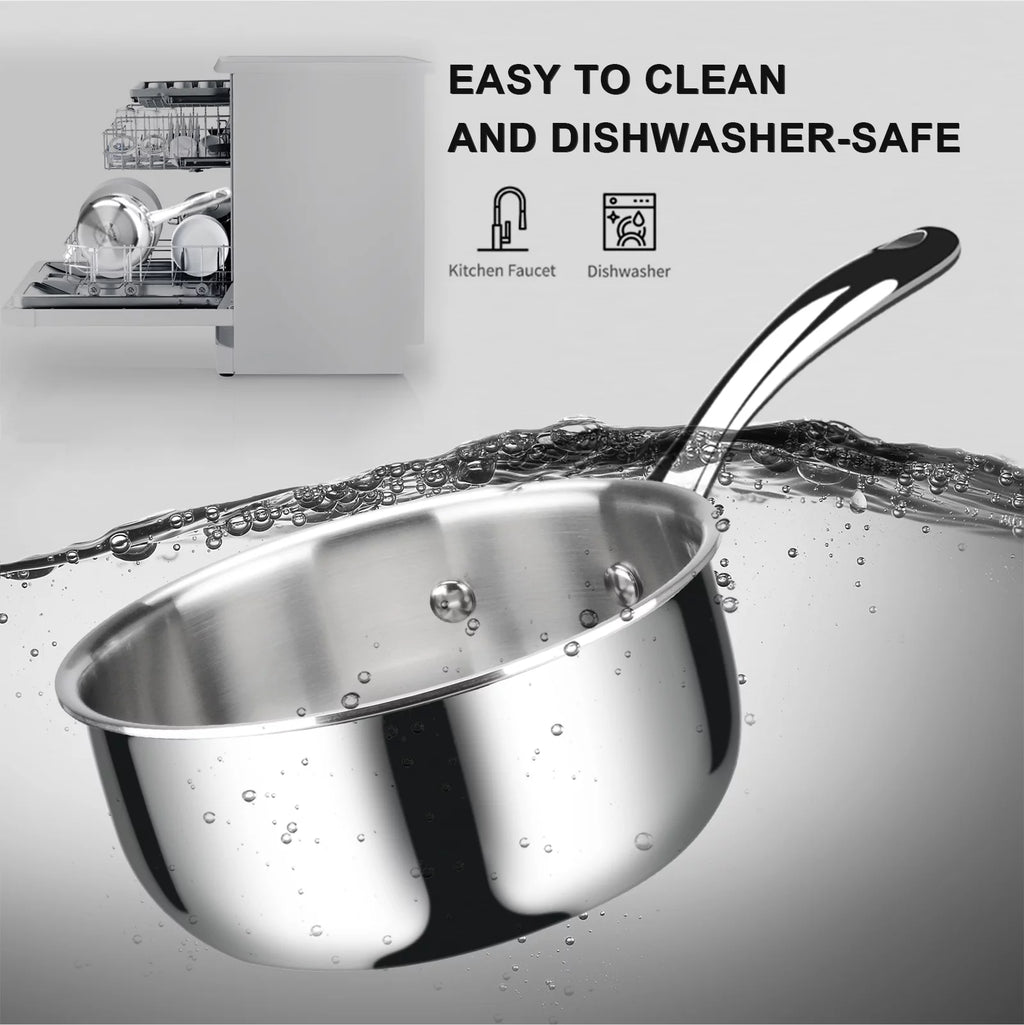 Whole-Clad Tri-Ply Stainless Steel Saucepan with Lid, 1.6 Quart G681997