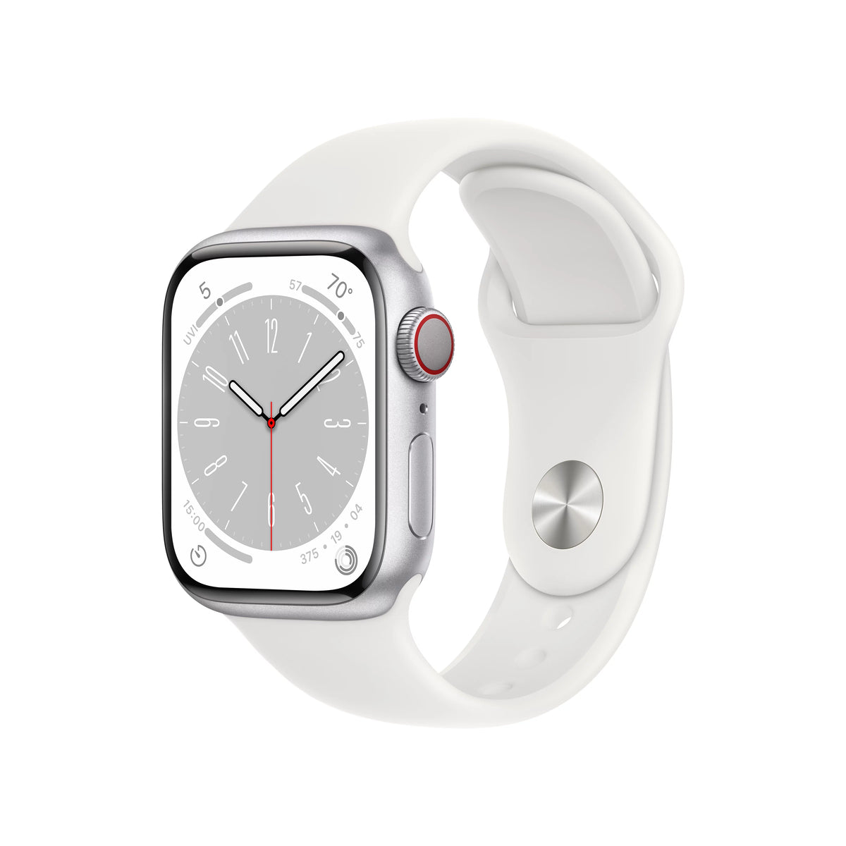 Silver 41mm Aluminum Case Smartwatch with White Sport Band U263