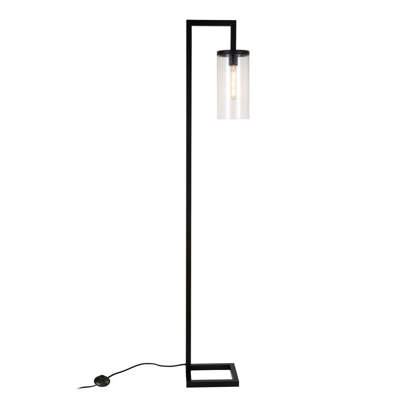 Industrial Black Bronze Floor Lamp with Glass Shade Z673