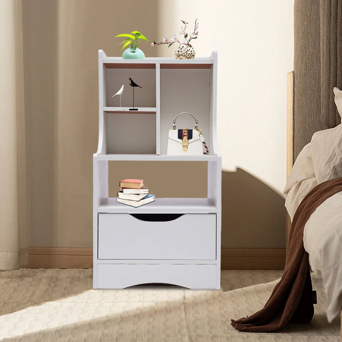 Wooden Nightstand with Drawer I975
