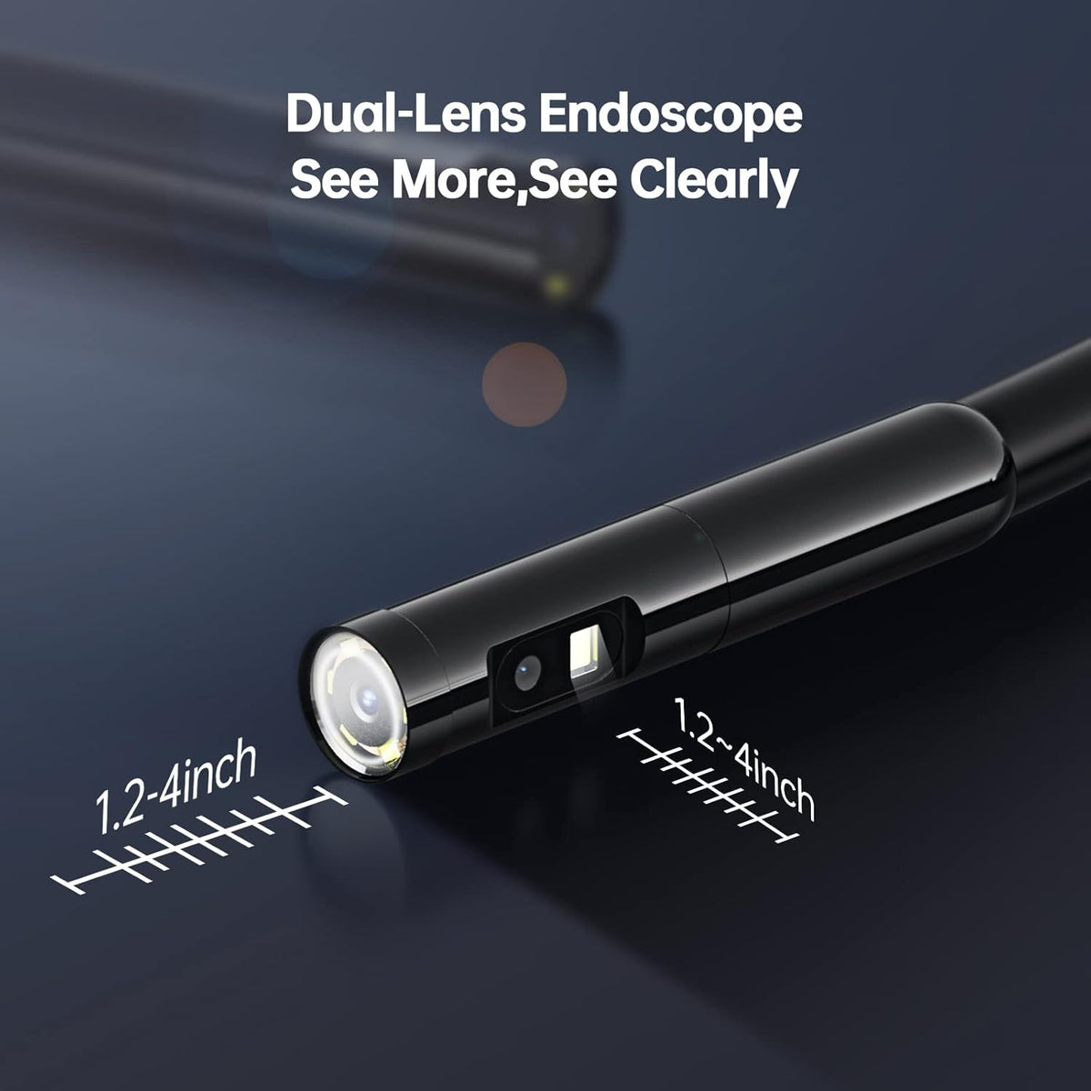 Dual Lens Endoscope Borescope 4.5 HD Inspection Camera with Light 16.5ft E77271