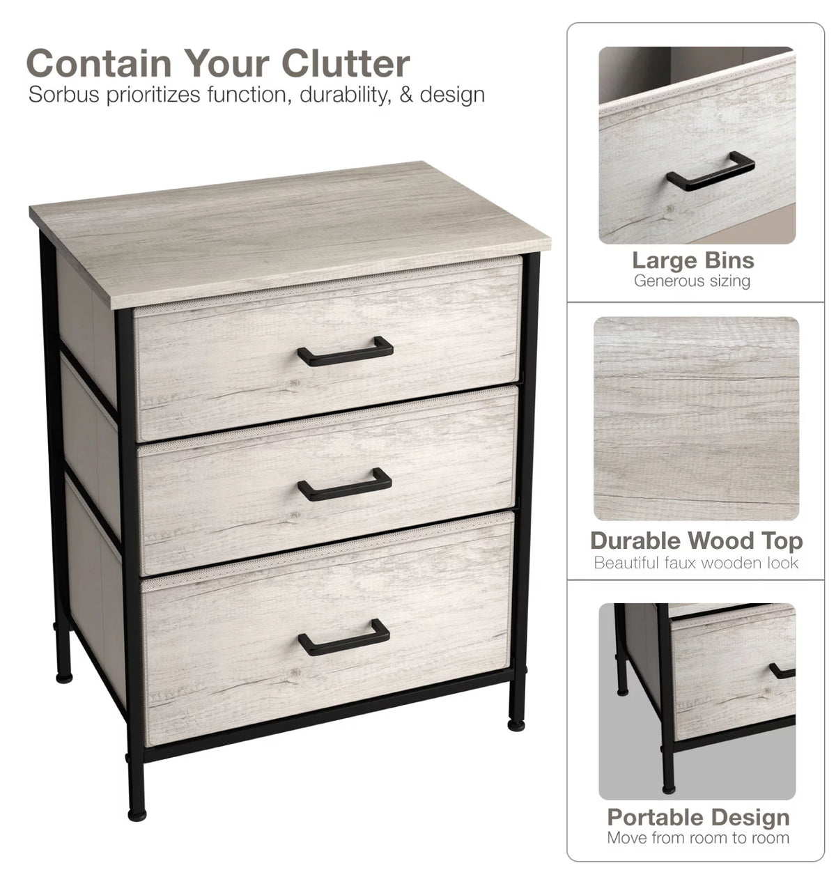 3 Drawer Nightstand Y46633