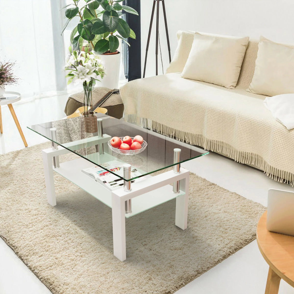White Glass Coffee Table Q983