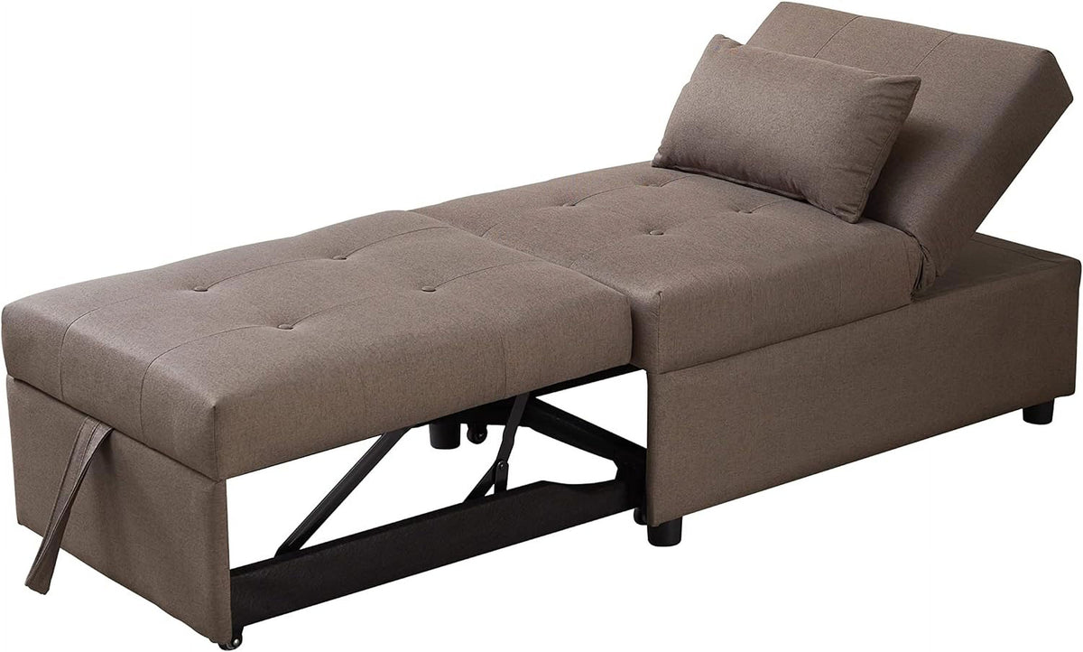 Dark Grey Convertible Ottoman Sofa Bed Sleeper Chair W4505