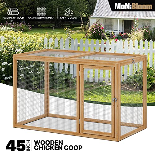 Wood Chicken Cage Rabbit Hutch with Openable Roof and Side Door, 45 x 24 x 28 inch Y58400
