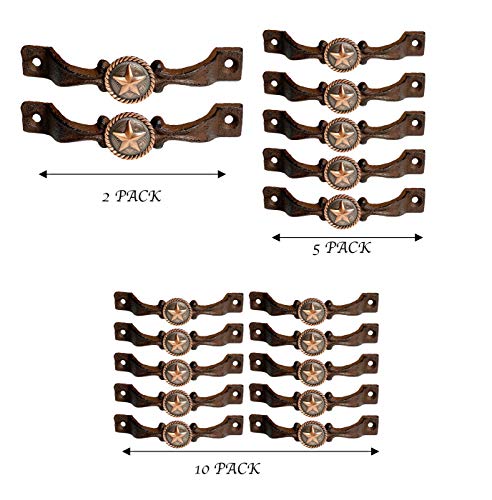 Cast Iron Kitchen Cabinet Handles and Drawer Pulls Antique Country Home Rustic Decor Farmhouse Cabinet Handle Texas Western Star Cabinet Knobs (2, Braided Bronze Star) C784166