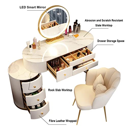 Gray Makeup Vanity Set with Lighted Mirror and Cushioned Stool K311
