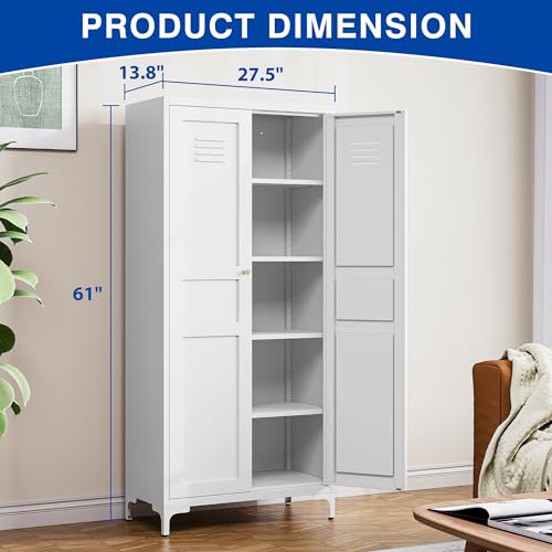 Black 61 inch Metal Pantry Storage Cabinet with Adjustable Shelves B75191