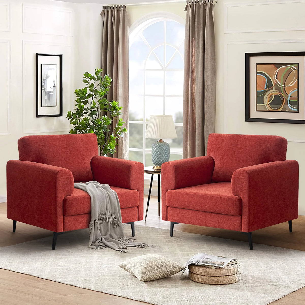 Linen Oversized Upholstered Accent Chair D452537
