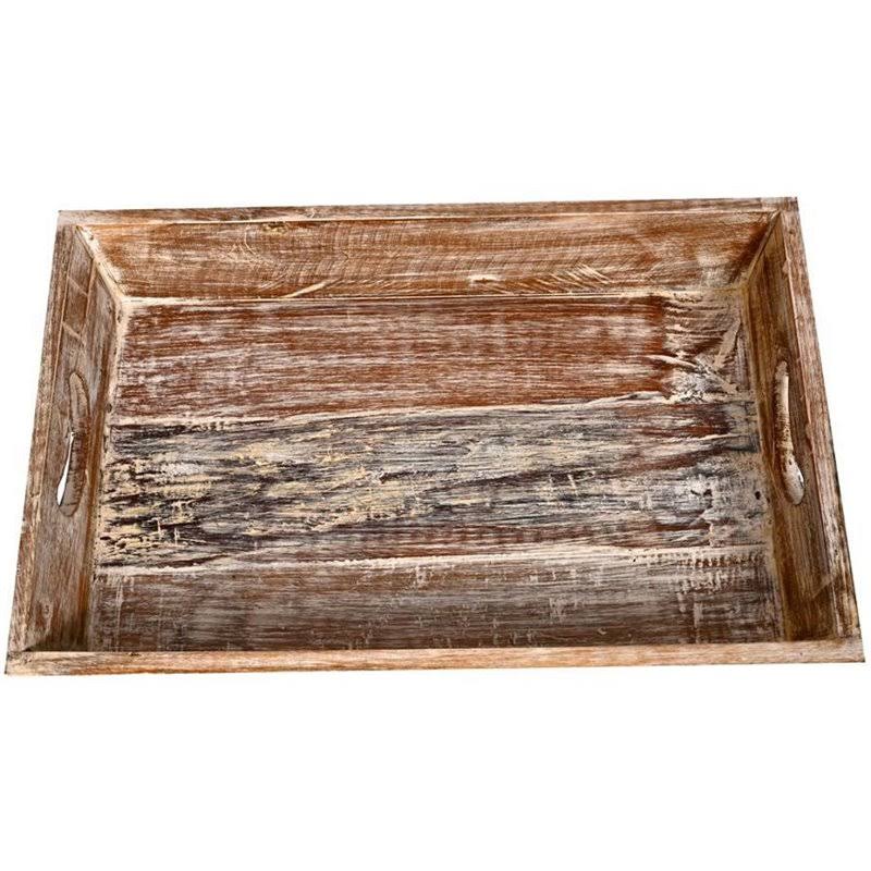 Sandy Brown Wooden Decorative Farmhouse Tray G2418