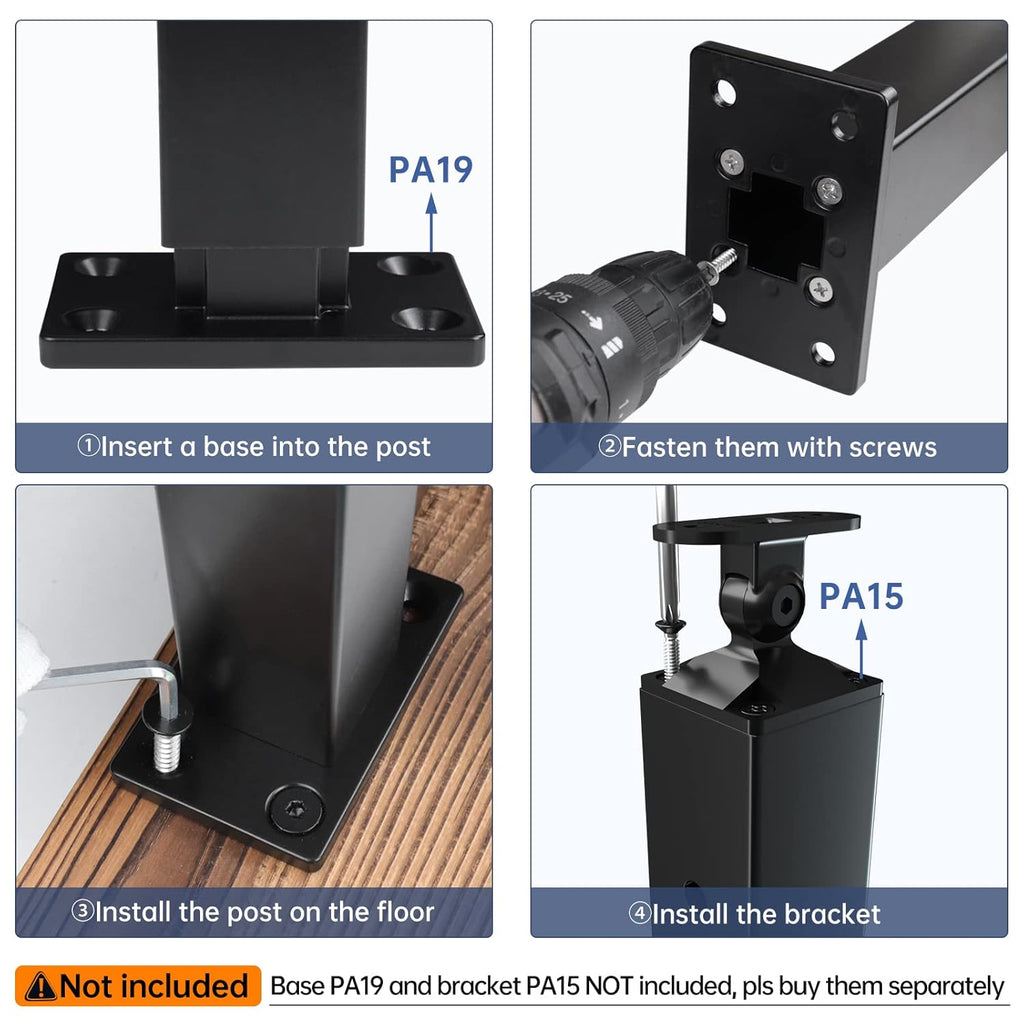 36 inch Black Aluminum Cable Railing Post N478226