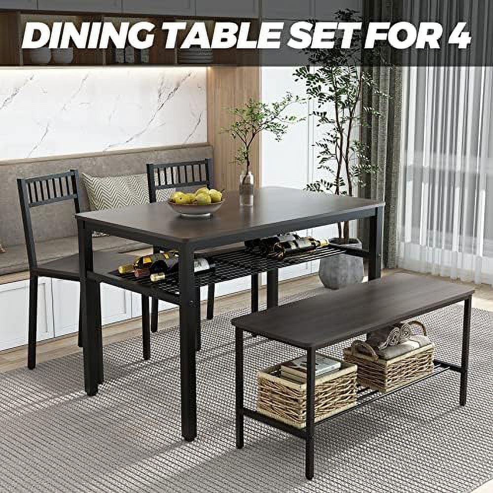 Dining Table Set for 4 with 2 Chairs 1 Bench Rustic Brown A96668