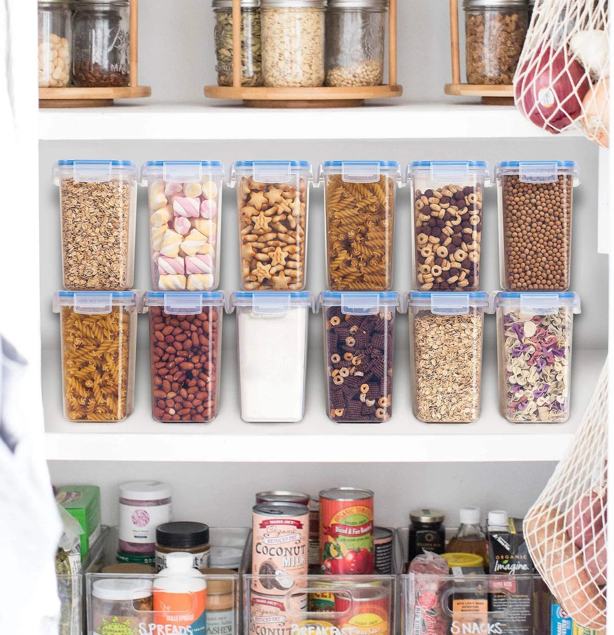 Airtight Food Storage Containers 12 Pieces 1.5qt Plastic Kitchen Pantry Containers Dishwasher Safe D60158