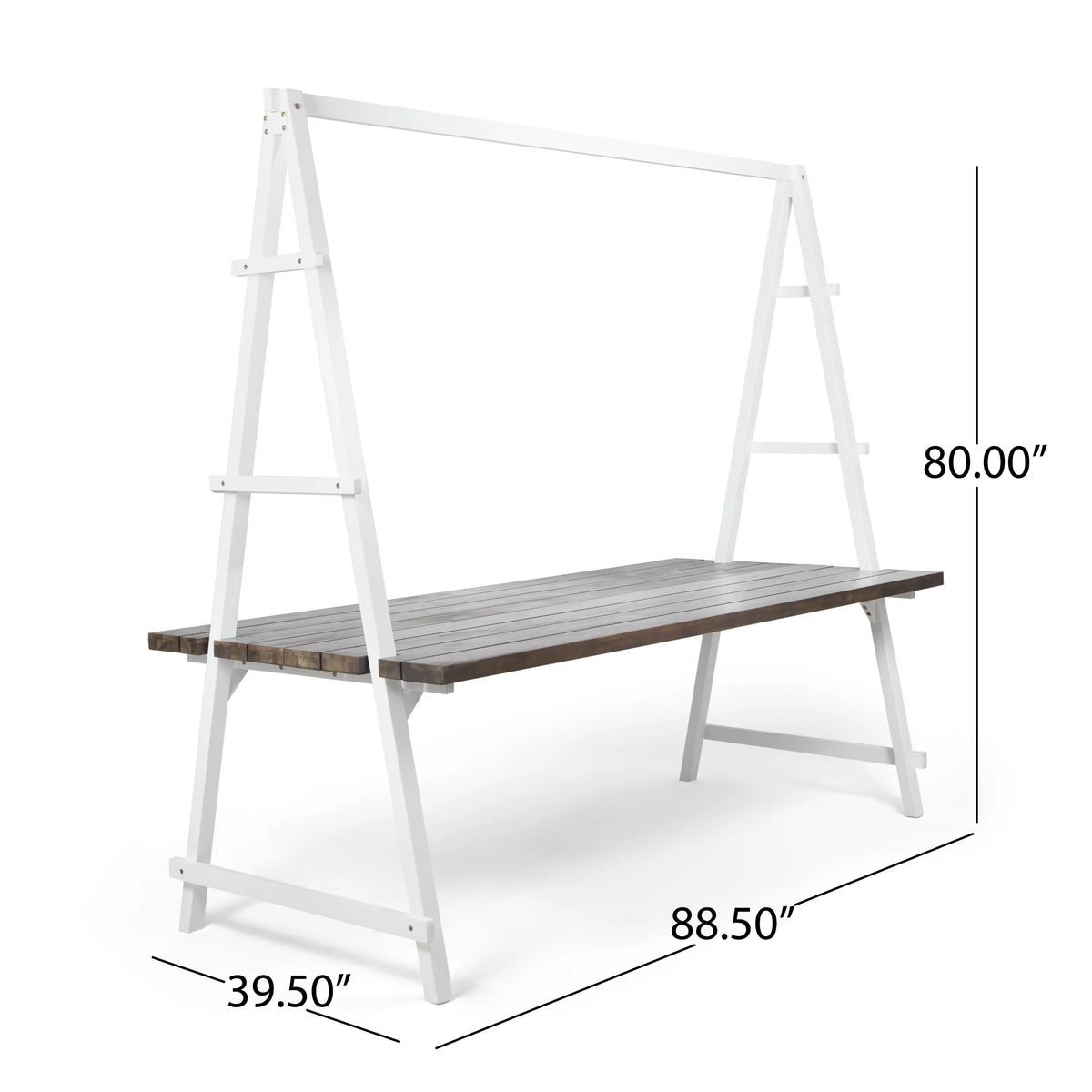 Acacia Wood Dining Table with Iron Plant Hanger H59172