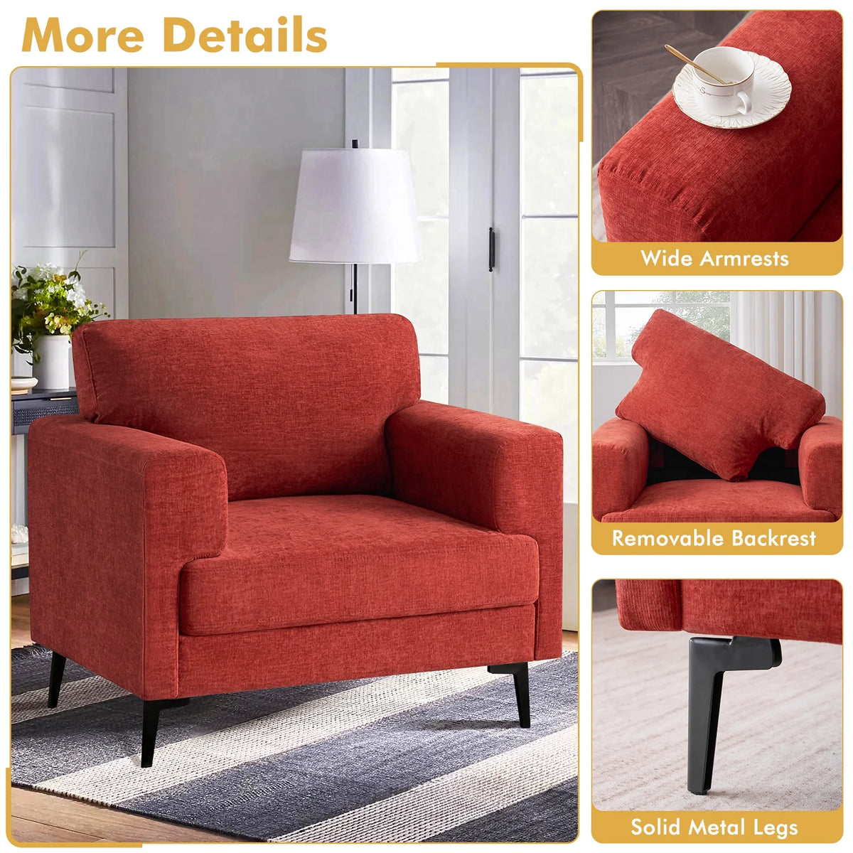 Linen Oversized Upholstered Accent Chair D452537