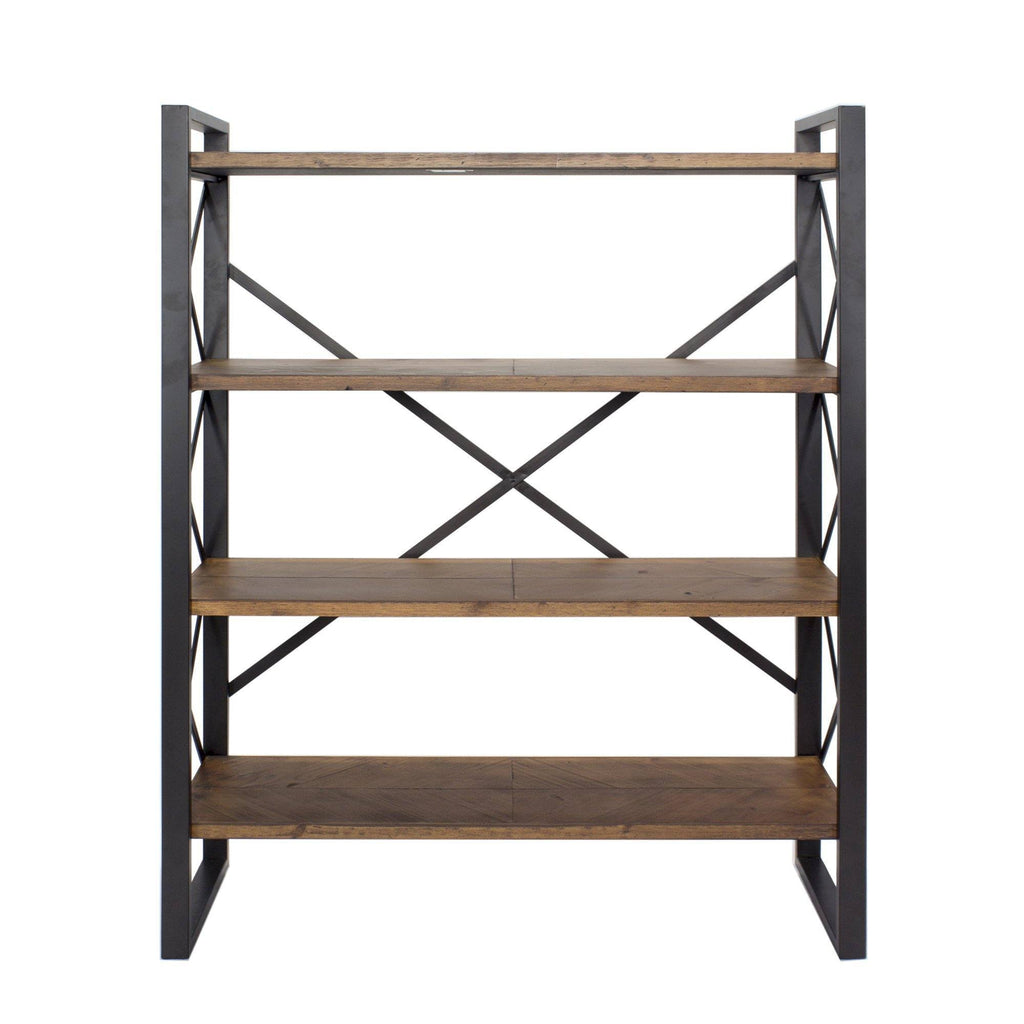 Natural Metal Wood MDF Bookcase with 4 Shelves Black X6120