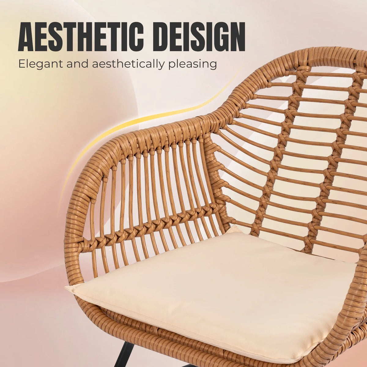 3-Piece Beige Patio Conversation Set Y9083