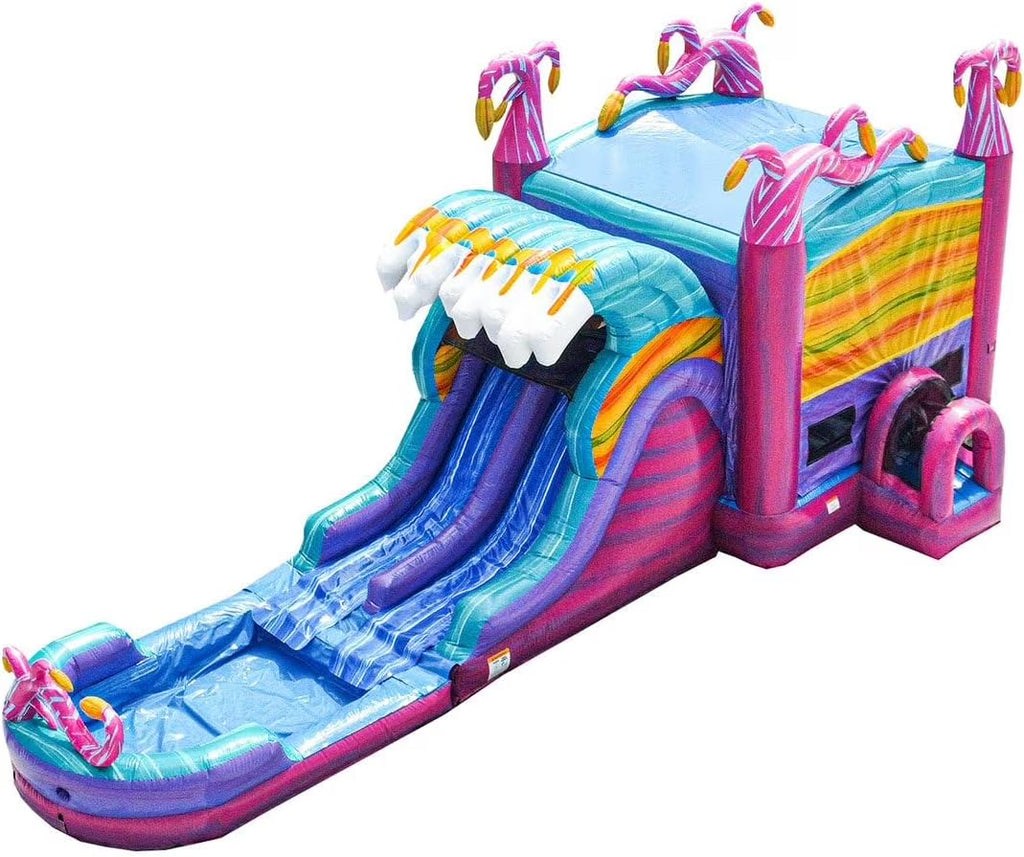 Commercial Grade Bounce House Inflatable with Water Slide and Pool Combo, Dual Lane Slide N78435