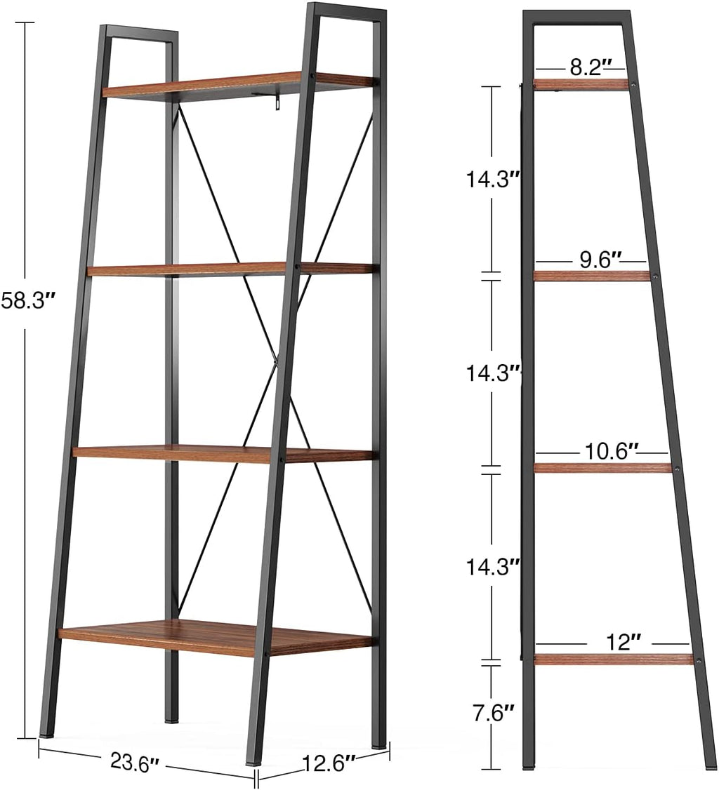 4-Tier Industrial Ladder Bookcase O641556