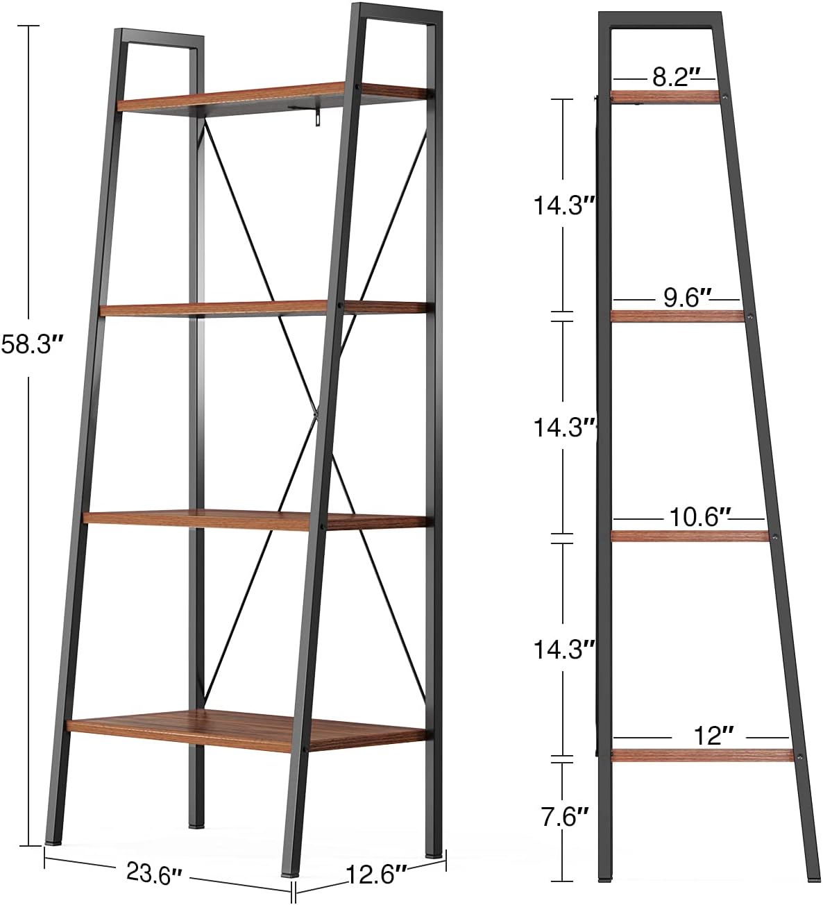 4-Tier Industrial Ladder Bookcase O641556