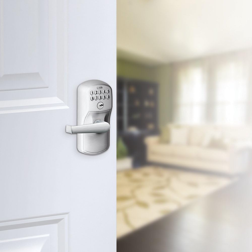 Brushed Chrome Electronic Keypad Lock with Lever, Pack of 2 F2396