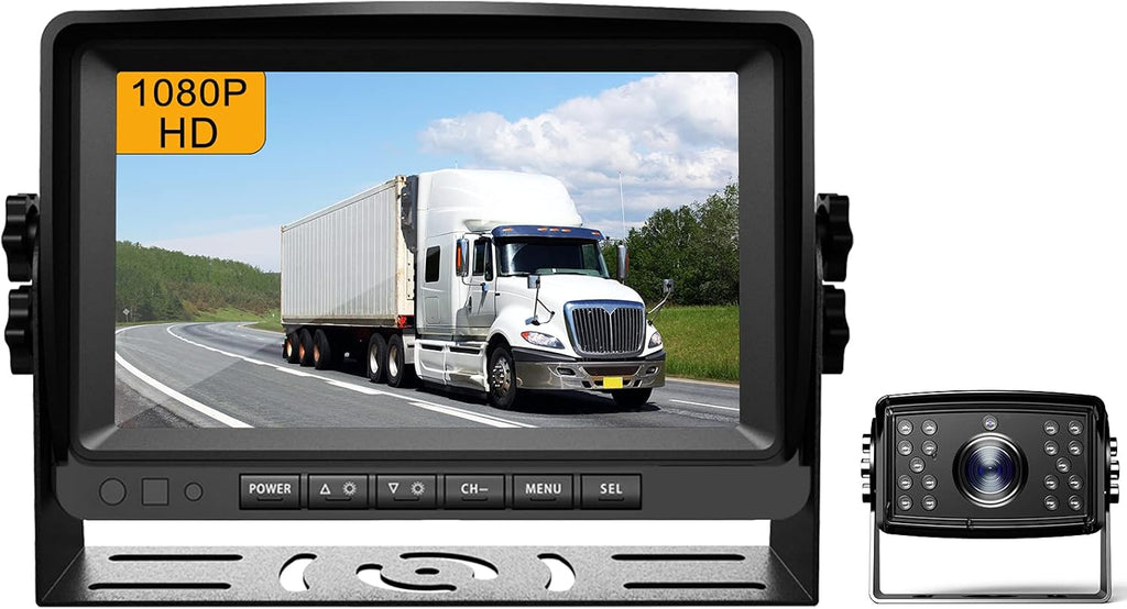 1080P 9" Wired Backup Camera System Kit with Built-in DVR, IP69 Waterproof, Split Screen, Night Vision Reversing Camera W541822