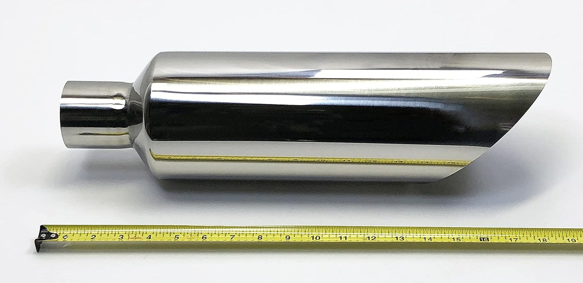 Polished Stainless Slant Exhaust Tip 6.00" X 18.00" Long 2.50" Inlet H8966
