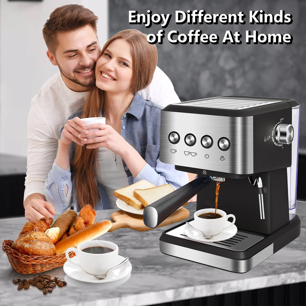20 Bar Stainless Steel Espresso Machine with Milk Frother M4754