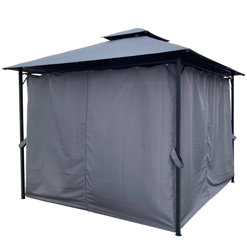 Gray Gazebo Canopy With Curtains D698242