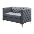 Light Gray Tufted Fabric Loveseat J5985