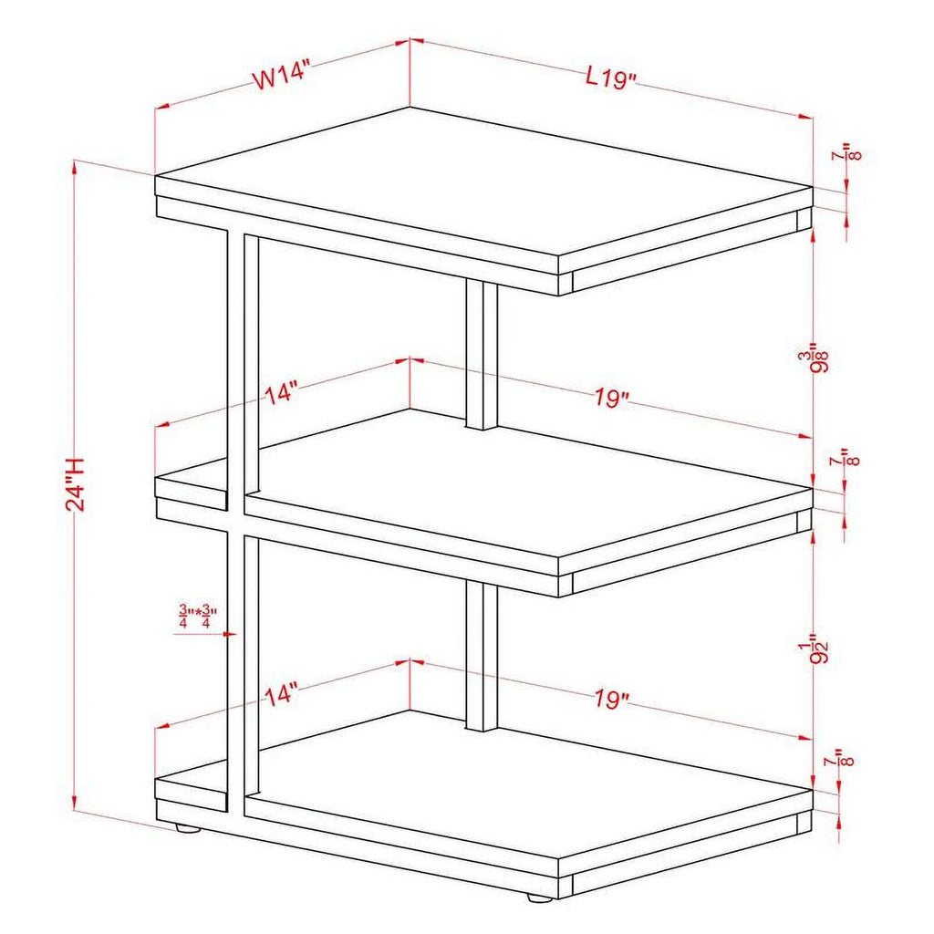Light Gray 3-Shelf Metal Side Table Set of 2 D64750