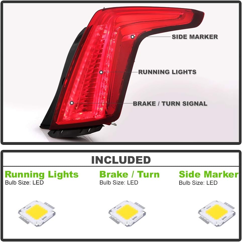 All Red Lens LED Tail Light Brake Lamp Assembly Replacement Right Passenger Side J38541