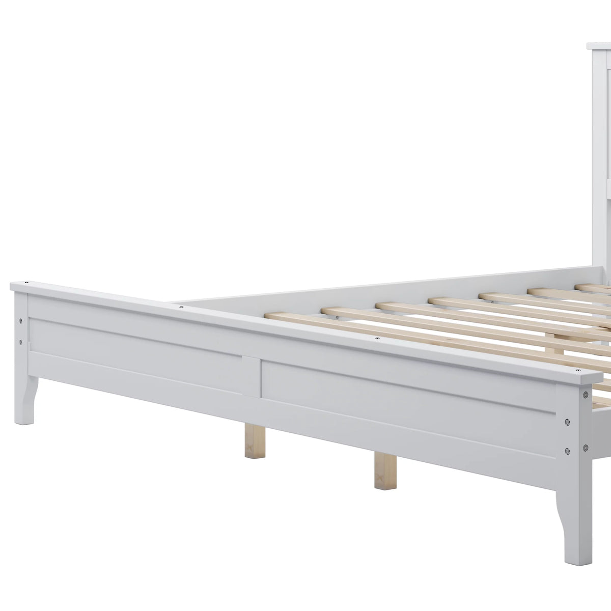 White Solid Wood King Platform Bed J73397