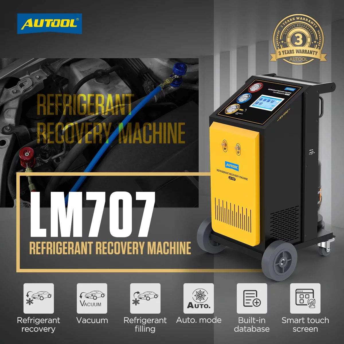 Automatic AC Refrigerant Recovery Machine 3/8 HP 110V for R134a R1234yf F6553