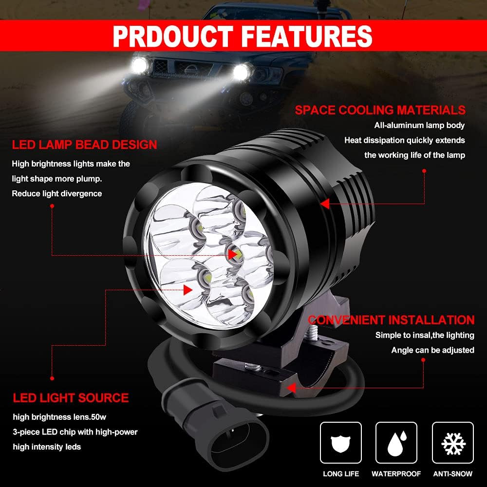 White/Yellow/Strobe 60W LED Motorcycle Spotlight U2961