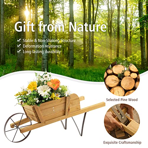 Red Wood Wagon Planter with 9 Magnetic Accessories K10386