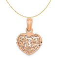 14K Rose Gold Polished Puffed Heart Pendant With 10K Yellow Gold Rope Chain 18" C24077