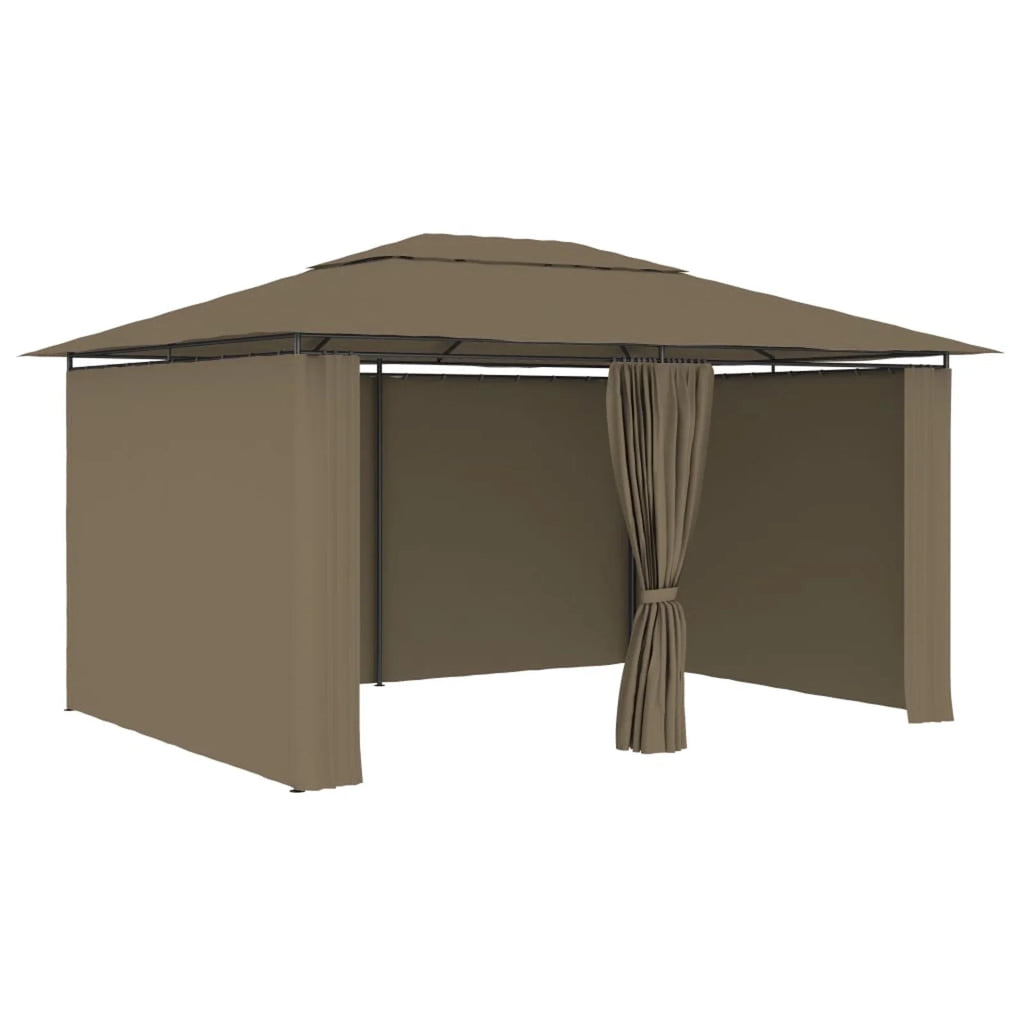 Taupe Outdoor Gazebo Canopy with Curtain Fabric Roof G8326