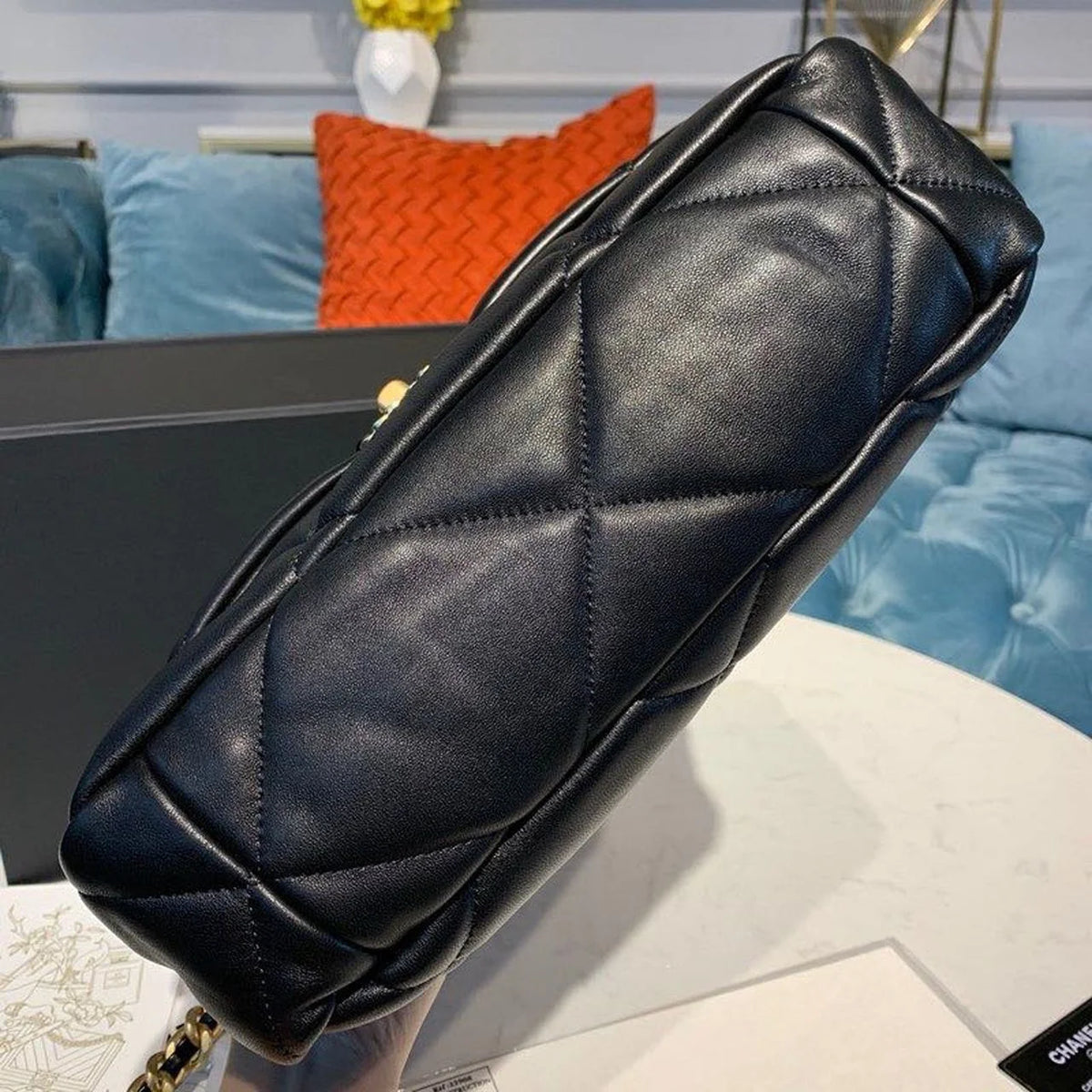 Black Goatskin Leather Flap Bag R427826