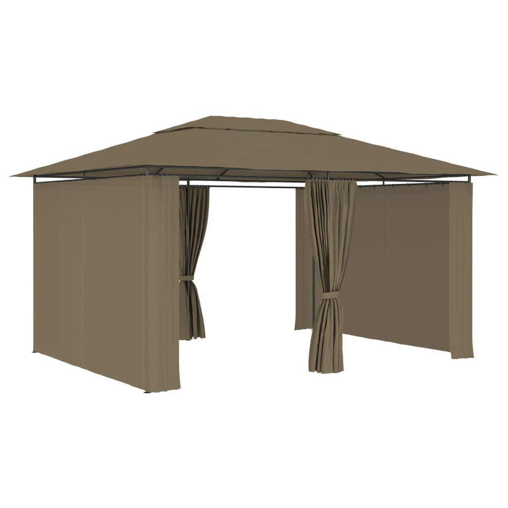 Taupe Outdoor Gazebo Canopy with Curtain Fabric Roof G8326