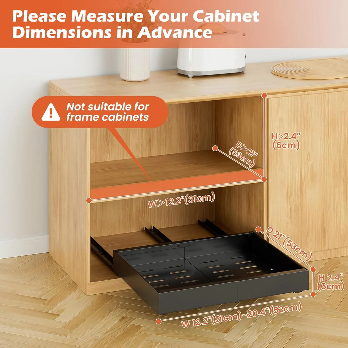2Pack Expandable Pull Out Cabinet Organizer 21Deep, Adjustable Width 12.2-20.4, Black D571
