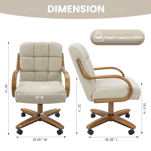2 Set of Caster Swivel Tilt Dinning Chairs with Metal Frame U99512