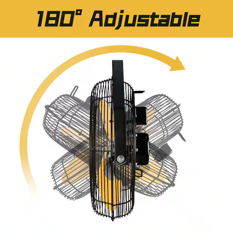 Yellow 12 in. 3-Speeds Wall Fan with Metal Structure C843716