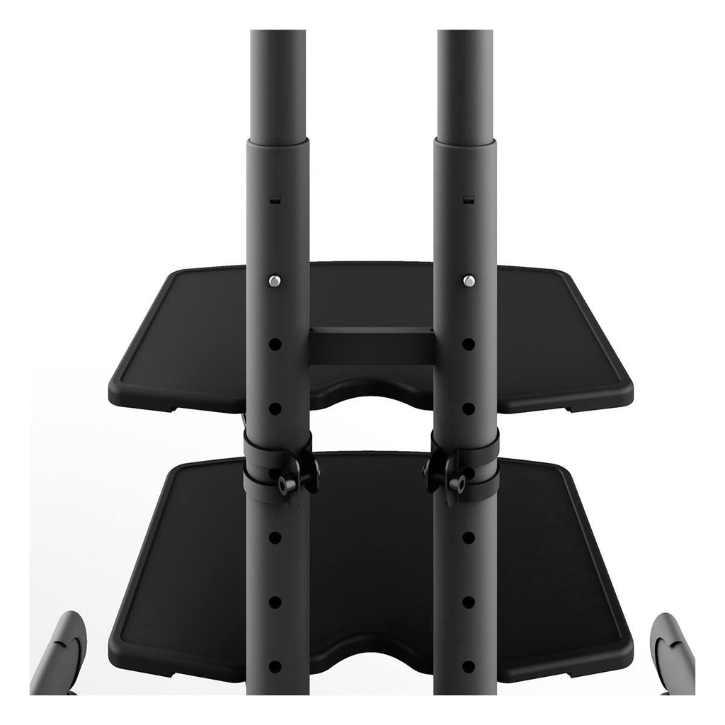 Black Mobile TV Mount with Two Adjustable Shelves J402592