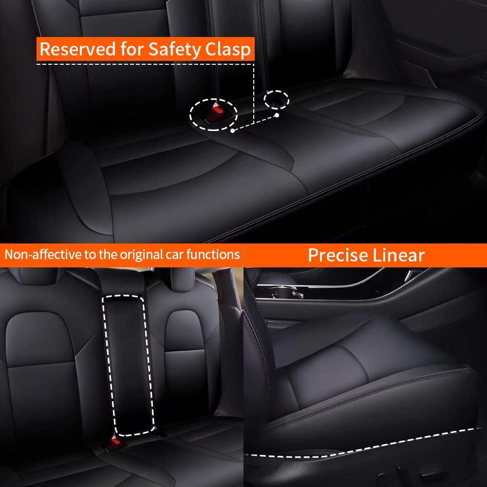Faux Leather Car Seat Cover Full Set Front Rear Seat Black 5 Seats G5906