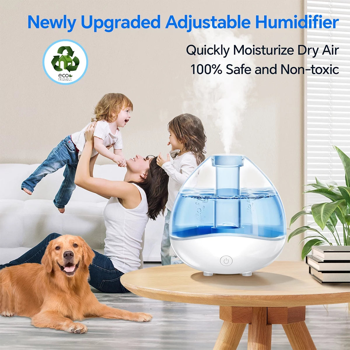 1.5L Ultrasonic Humidifier with Diffuser and 7 Color Night Light J5212