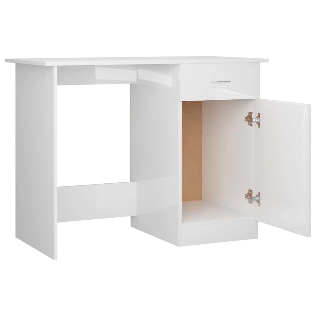 High Gloss White Engineered Wood Desk Z83499