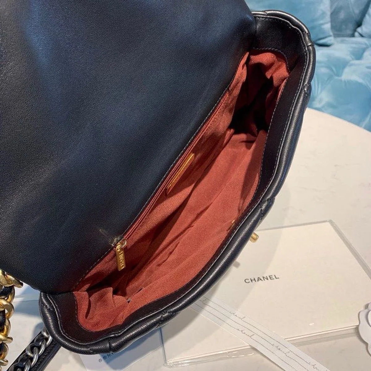Black Goatskin Leather Flap Bag R427826