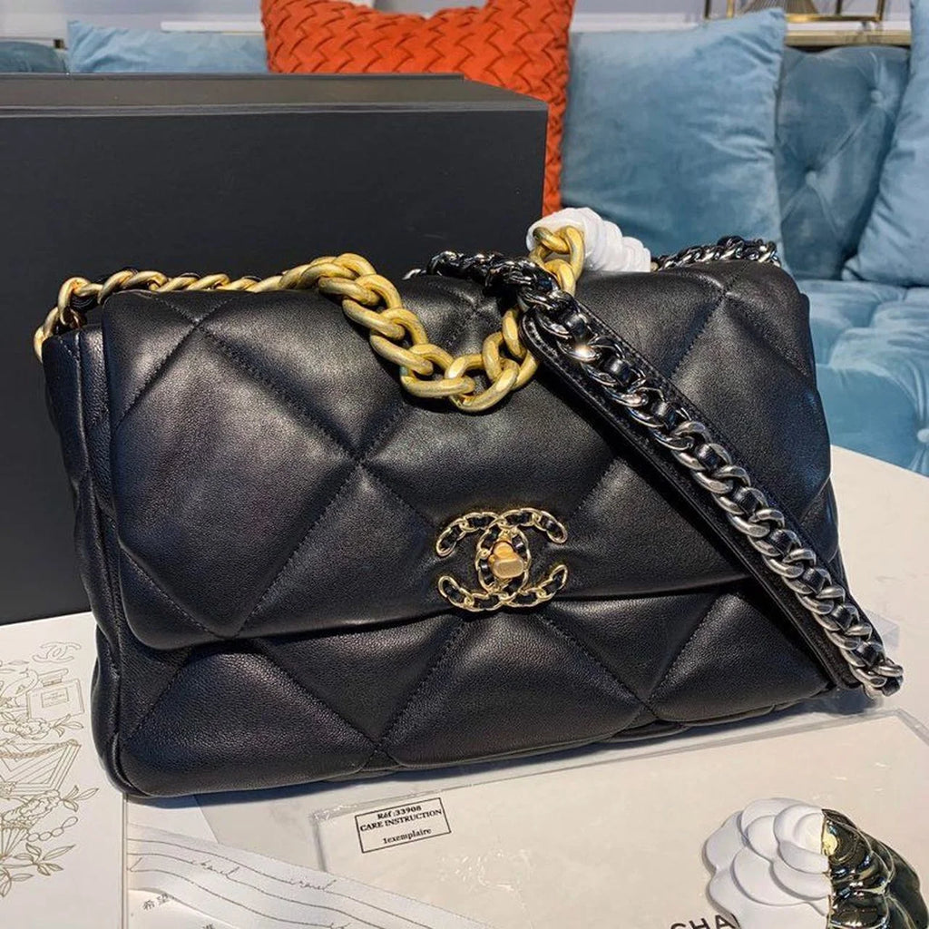 Black Goatskin Leather Flap Bag R427826
