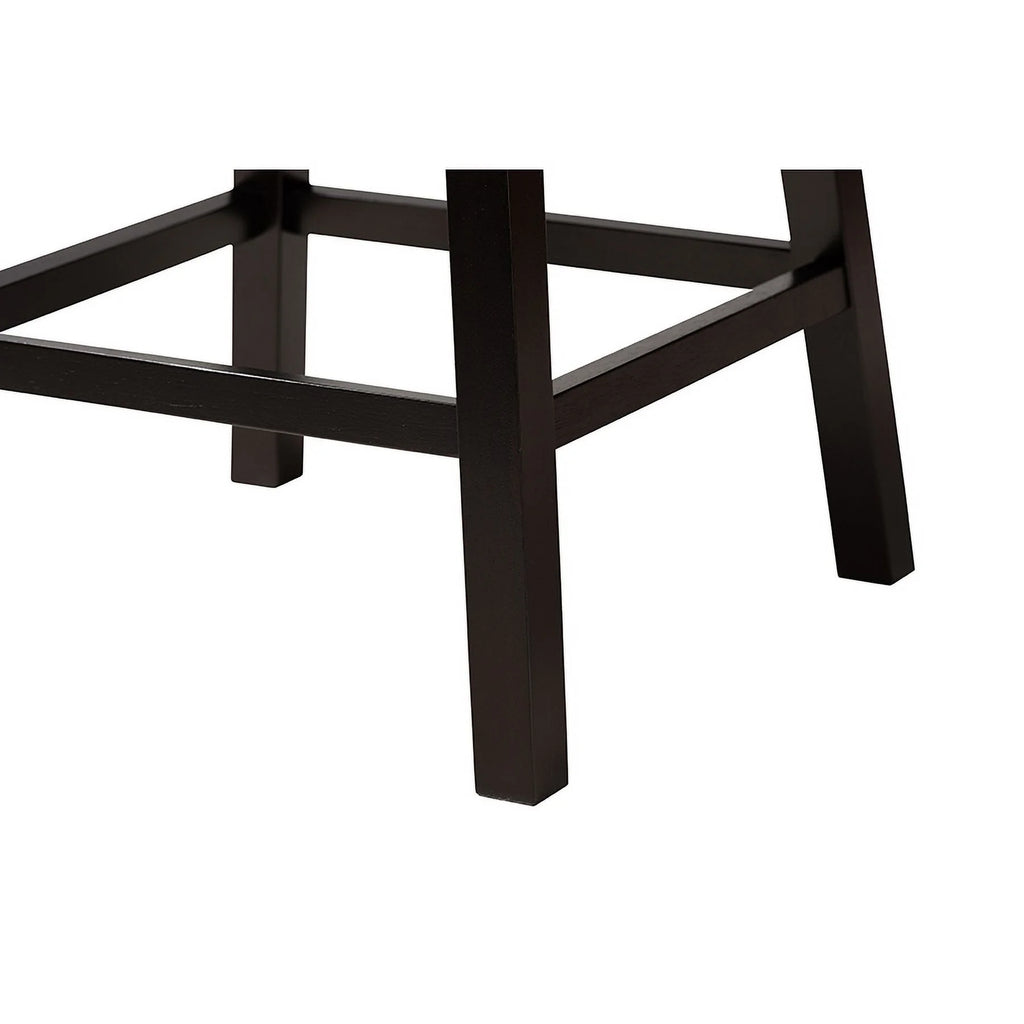 Grey Fabric and Espresso Brown Finished Wood 2-Piece Swivel Counter Stool U97396